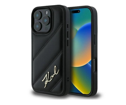 Etui / obudowa na smartfona Karl Lagerfeld Quilted Signature do iPhone 16 Pro czarny
